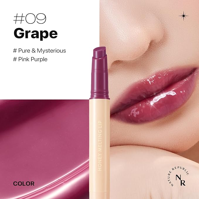 Nature Republic HONEY MELTING LIP 6-10 (09 GRAPE) K-BEAUTY, Lip Plumper, Tint, Balm, Korean, Lip GlossCute, Glow