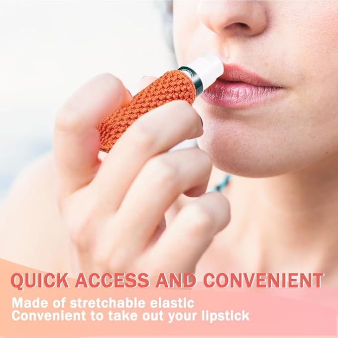 WKieason Lip Balm Holder Sleeve with Keychain Lipstick Sleeve Holder Tight-knit Elastic Holder (Black/Orange/Yellow)
