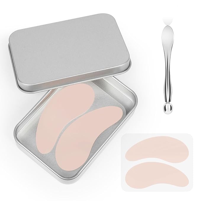 Under Eye Patches -2 Pairs Reusable Silicone Eye Patches to Boost Hydration, Reduce Dark Circles, Plump Fine Lines & Wrinkles,with Tin Case