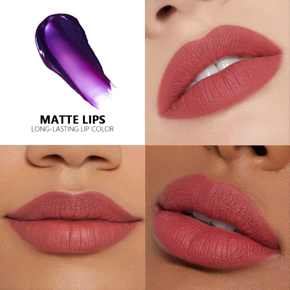 evpct Brownsih Red Peel Off Lip Stain Tints, Liquid Lipstick Lip Stain Long Lasting Waterproof for Women, Non-stick Cup Lipstick Peel Off Highly Pigmented Not Faded Smudge-proof Easy to Apply, 05