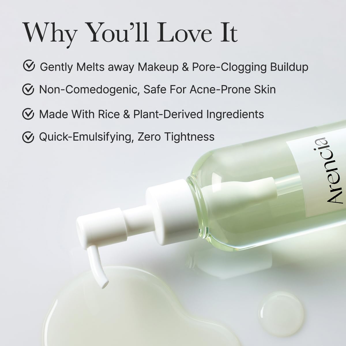 Pore Melt Mochi Makeup-Removing Cleansing Oil, Non-Comedogenic, Rice Amino Acids HD, Vitamin E, Cica, & Ceramide, 6.76 fl oz