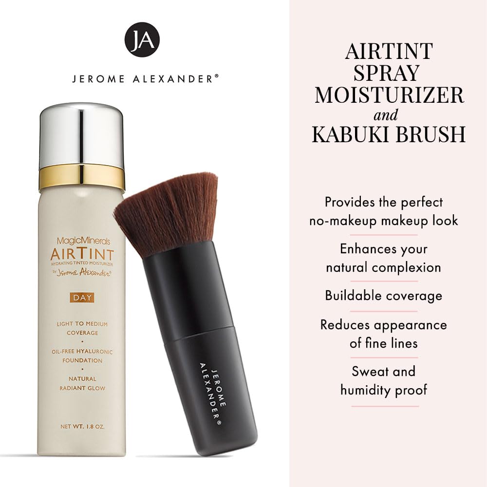 Jerome Alexander MagicMinerals AirTint Tinted Moisturizer AirBrush Spray Light | Tinted Moisturizer Spray with Anti-Aging Ingredients | Medium Dark |2PC