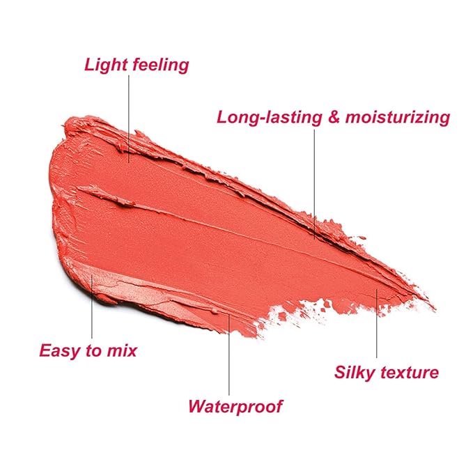 Multi-Use Makeup Blush Stick,Beauty Solid Moisturizer Stick,Waterproof Natural Nude Makeup,Tinted Solid Moisturizer Stick for Eyes Lips Cheek(3#coral orange)