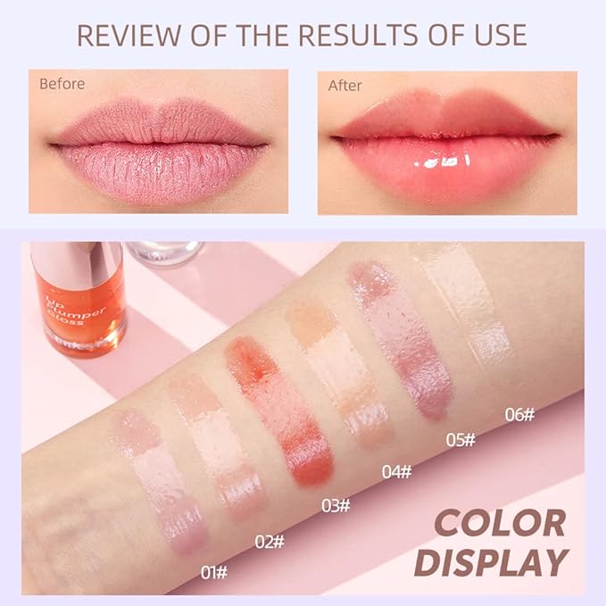 Plumping Lip Oil,Tinted for Lip Care Moisturizing lip oil,Long Lasting Nourishing Non-sticky (#1)