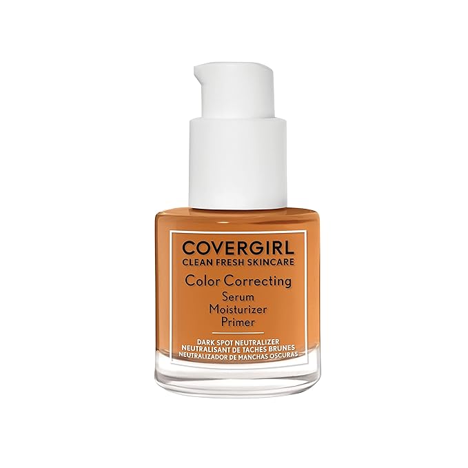 COVERGIRL Clean Fresh Color Correcting Serum + Moisturizer + Primer – Moisturizer, Face Primer, Covergirl Skincare, Vegan Formula – Deep, 30ml (1.0 fl oz)