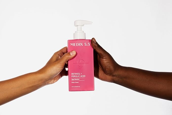 Medix 5.5 Retinol Body Lotion Firming Moisturizer | Crepey Skincare Treatment | Retinol Body Cream | Anti Aging Firming Cream For Women Targets Look Of Crepe Skin, Wrinkles, & Sagging Skin, 2-Pack