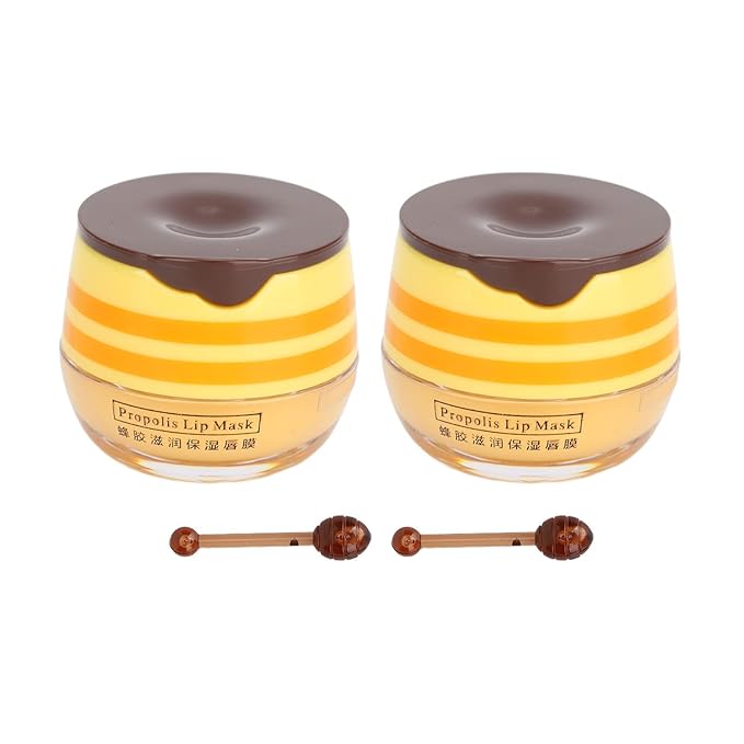 2pcs Honey Lip Balm, Lip Hydrating Prevention Dry and Cracked Lip Scrubs Exfoliator, Day and Night Repair Lip Sleeping Masks Honey Lip Balm