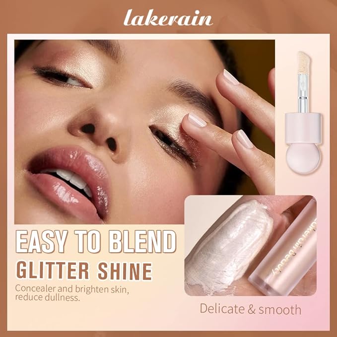 Liquid Highlighter - Luminous Finish Light Liquid Luminizer Makeup Enhanced with Pearl Particles & Botanical Blend, Weightless Dewy Glow for Radiant Skin, Vegan, Cruelty-Free (#03 Rose gold)