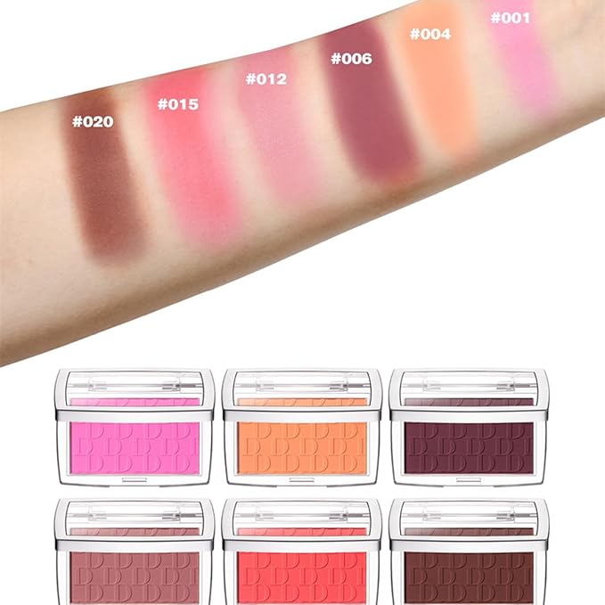 MAEPEOR Embossed Blush 6 Colors Smooth Blendable Face Blush Long-Lasting Natural Look Blush Powder Blush for Cheeks (06 Berry）