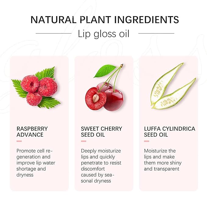 2 Set Lip Oil Hydrating Tinted Lip Balm, Plump Lip Gloss Lip Care Transparent Toot Lip Oil Tinted, Fresh Texture & Non-sticky, Nourishing Repairing Lightening Lip Lines Lip Care Products (Pink / Cherry)