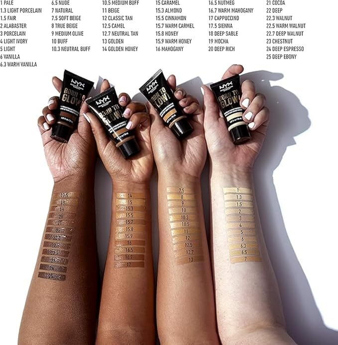 NYX PROFESSIONAL MAKEUP Born To Glow Naturally Radiant Foundation, Medium Coverage - Mocha