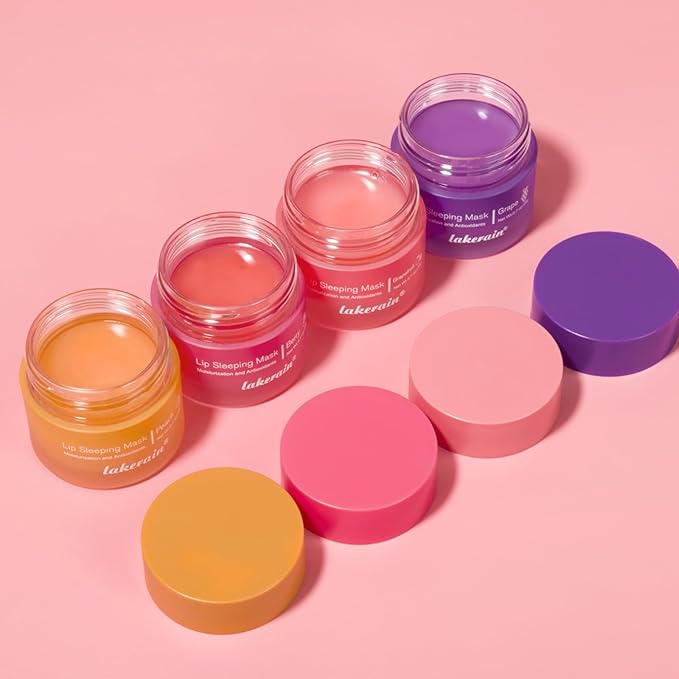 2Pcs Lip Glowy Balm and Lip Sleeping Mask Set, with 4 Flavor Options - Reduce Lip Lines, Enhance Lip Color, Hydrate & Plump Dry Chapped Lips Care (Grape)