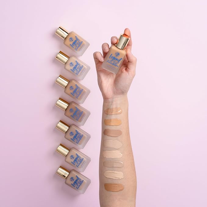 W7 Legend Foundation - Creamy Liquid Foundation for Poreless, Semi-Matte Medium Coverage - 28ml (Sand Beige)