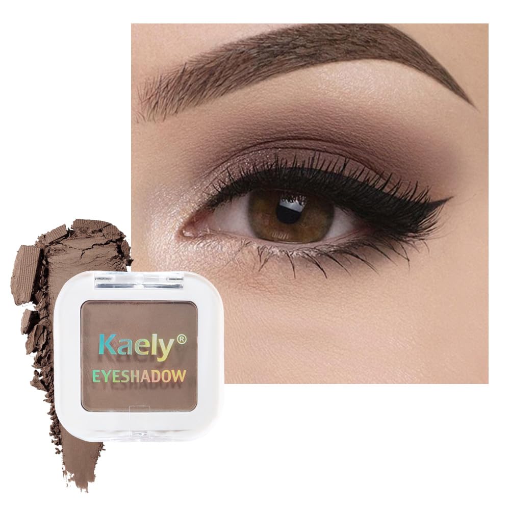 Light Brown Matte Single Eyeshadow Makeup Palette - Light Cocca Single Eye Shades | Creamy Pressed Powder for Easy Blending | Mini Travel Palette for Women | Everyday Natural Eye Makeup, 18#