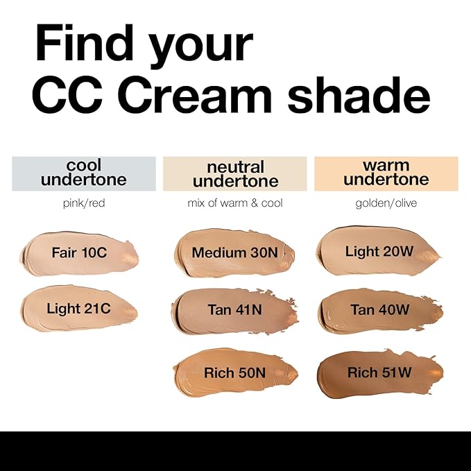 Palladio Full-Coverage Color Correction CC Cream, Oil-Free w/ Peptides&Vitamin C, Best for Correcting Redness&Uneven Skin Tone, Buildable Foundation (Rich 51W, Warm Undertone), 0.87 Fl Oz (Pack of 1)