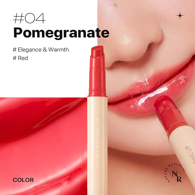 Nature Republic HONEY MELTING LIP (04 POMEGRANATE) K-BEAUTY, Lip Plumper, Tint, Balm, Korean, Lip Gloss, Cute, Glow