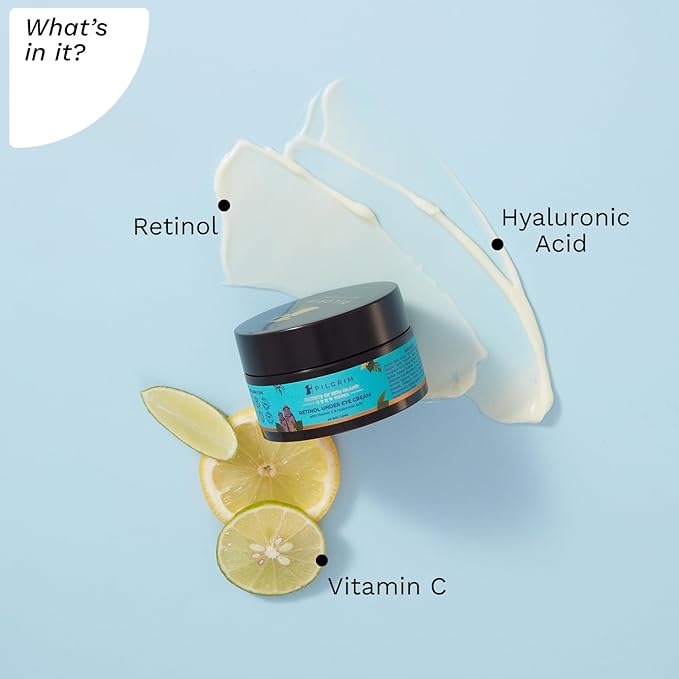Pilgrim Korean Retinol Under Eye Cream | Infused with Vitamin C & Hyaluronic Acid | Redensify & Vitalized Skin | Eliminates Dark Circles & Wrinkles | Provides Youthful Skin | 1.06 Oz/50g