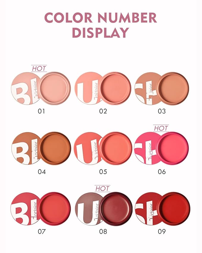 MAEPEOR Cream Blush 9 Color Smooth High-Pigmented Buildable Face Blush Long-Lasting Natural Look Face Blush for Cheeks (Color 03)
