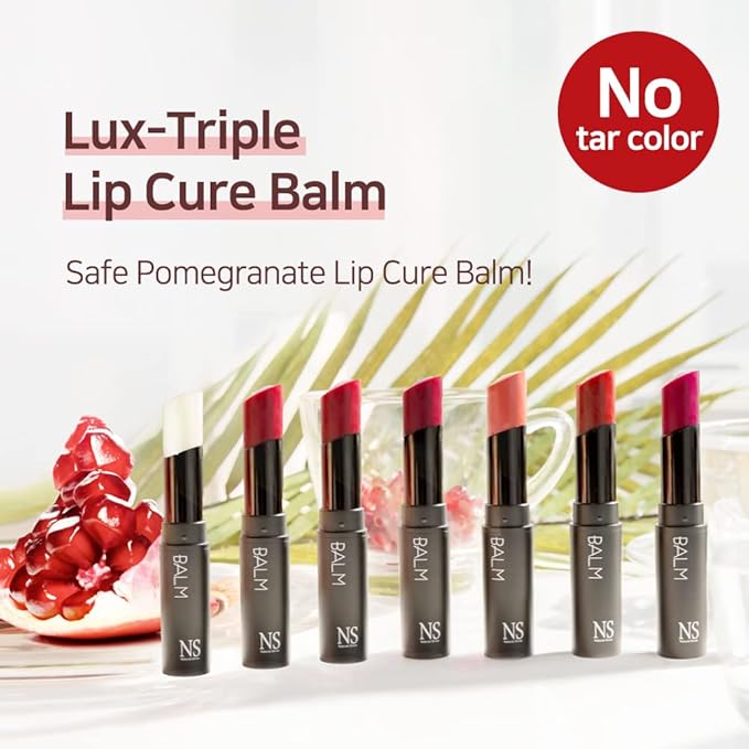NATURAL SHINE Lux Triple Lip CURE Balm VENUS (Ruby Red) tar-free, 100% natural ingredients, deep nourishing nighttime lip treatment care for dry and chapped lips (0.17 oz)