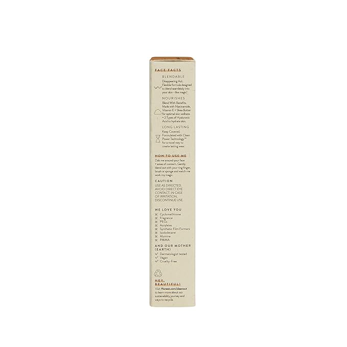Honest Beauty Fresh Flex Concealer with Niacinamide + Vitamin E + Hyaluronic Acid | Vegan + Cruelty free | Caramel, 0.17 fl oz
