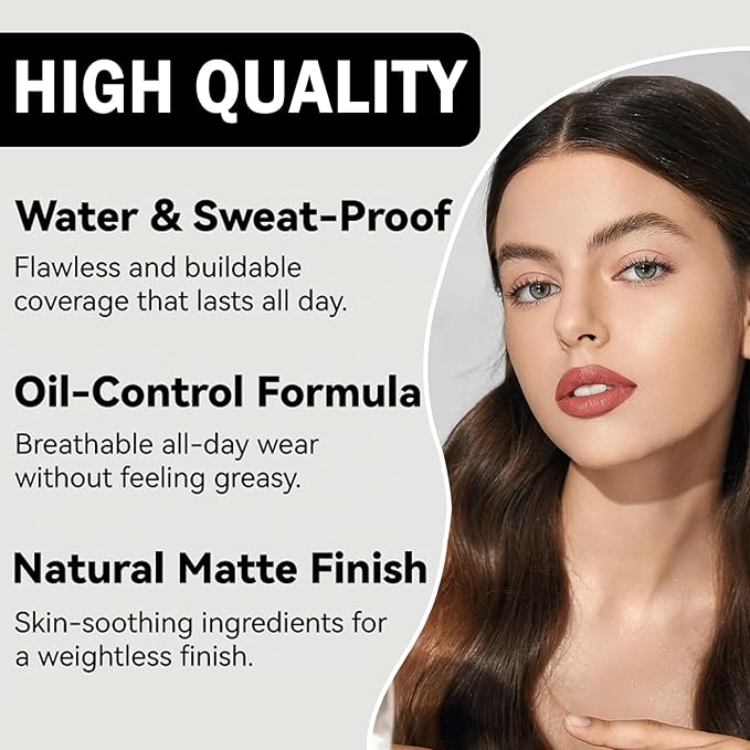 Concealer Full Coverage Foundation for Mature Skin,Oil Control Matte 2 in 1 Concealer liquid Foundation Makeup Waterproof Base De Maquillaje Alta Cobertura-02 Natural