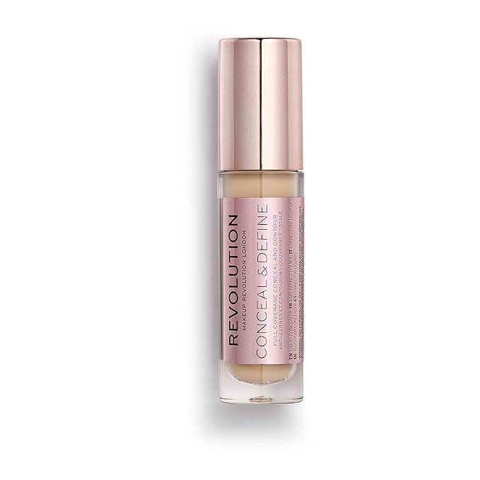 Makeup Revolution Conceal and Define Concealer, Full Coverage & Matte Finish, C7.5 for Medium/Tan Skin Tones, Vegan & Cruelty-Free, 0.7 Fl Oz