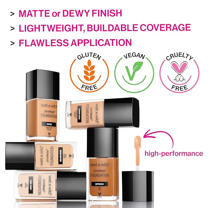 wet n wild Photo Focus Dewy Foundation, Golden Almond, 1.06 Ounces