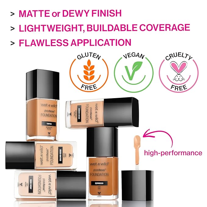 wet n wild Photo Focus Dewy Liquid Foundation Makeup, Bronze Beige