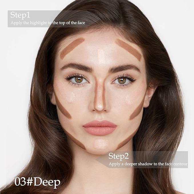 Boobeen Highlight and Contour Stick Dual-ended Contouring Cream Makeup Pencil Kit, Long Lasting & Waterproof Face Bronzer and Highlighter Makeup Stick Shadow Pen, Pack of 1