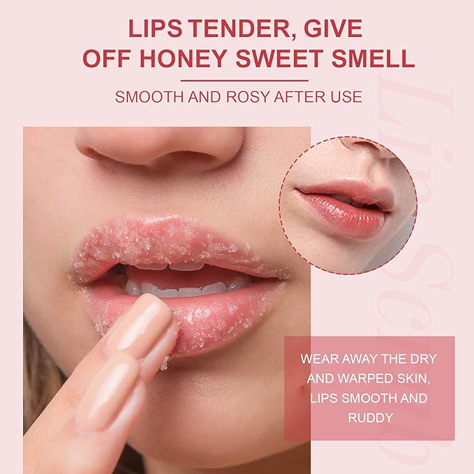 Lip Scrub, Exfoliator & Moisturizer, Lip Repair for Lush Soft Lips, Chapped Dry and Flaky Lips Treatment (Strawberry)