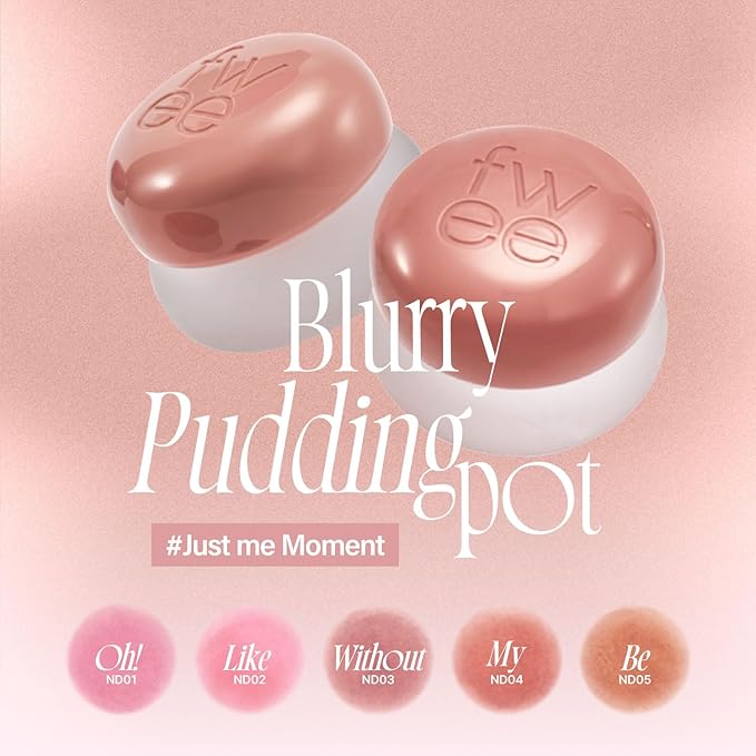 Lip&Cheek Blurry Pudding Pot | Just me Moment - Oh! | Makeup Blush, Buildable Lightweight, Multi-Use Soft Matte Finish | 5g