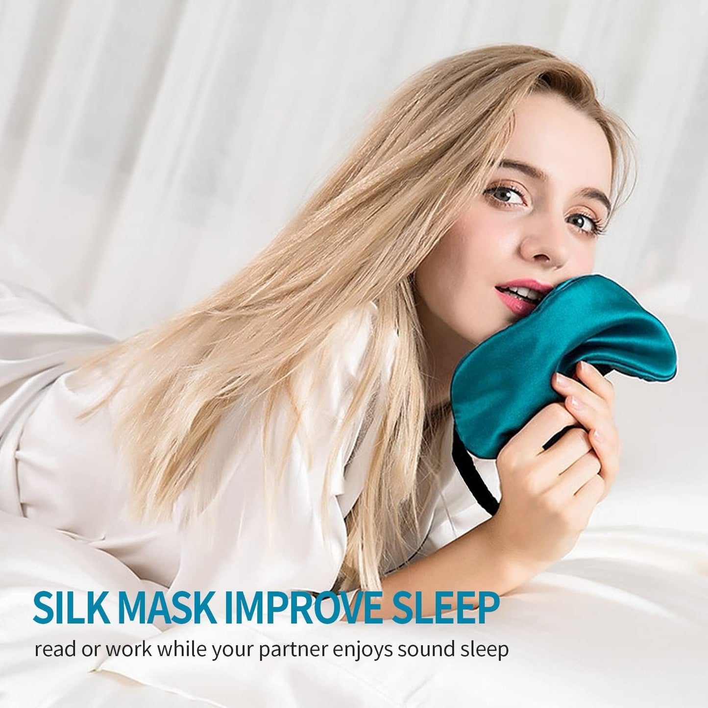 2-Pack 100% Real Natural Silk Eye Mask, Silk Sleeping Mask, Shade Puffy Eye Gift with Adjustable Straps, Sleep Eye Mask, SHJINJU Eye Mask Shade (Black and Dark Grey)