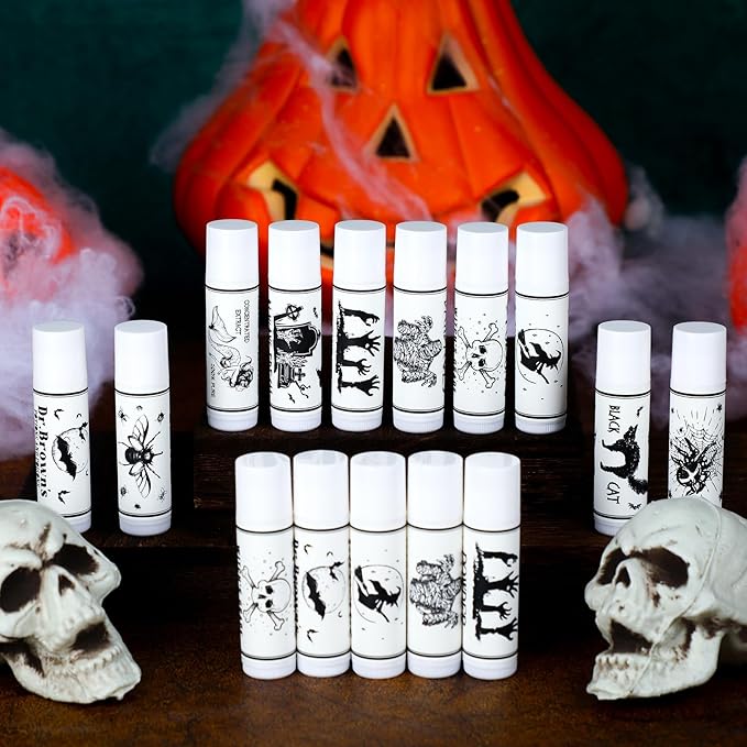 Dunzy 100 Pack Hello Fall Thanksgiving Party Gifts Bulk Lip Balms Favors Employee Appreciation Gifts Thank You Gifts Team Inspirational Gifts for Women Men Coworkers Satff Teachers(Bat)