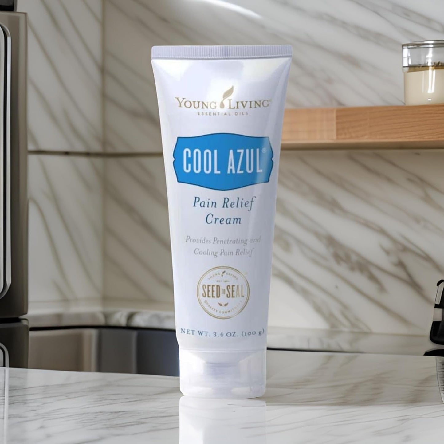 Young Living Cool Azul Pain Relief Cream - Cooling Blend of Menthol with Wintergreen and Peppermint Essential Oils - Invigorating Scent, Aloe-Infused - Methyl Salicylate - 3.4 oz