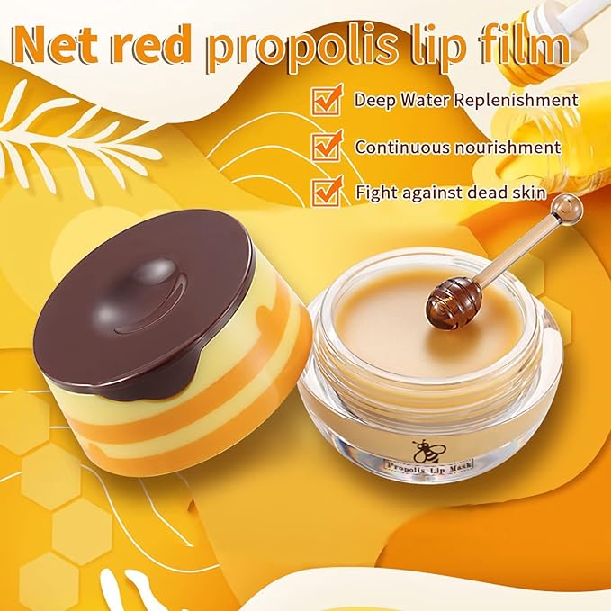 2 Pack Nourishing Bee Lip Balm Honey Pot, Moisturizing Honey Lip Mask, Hydrating & Prevention Dry and Cracked Lip Scrubs Exfoliator Lip Sleeping Mask Reduces Lip Lines Lip Care Products