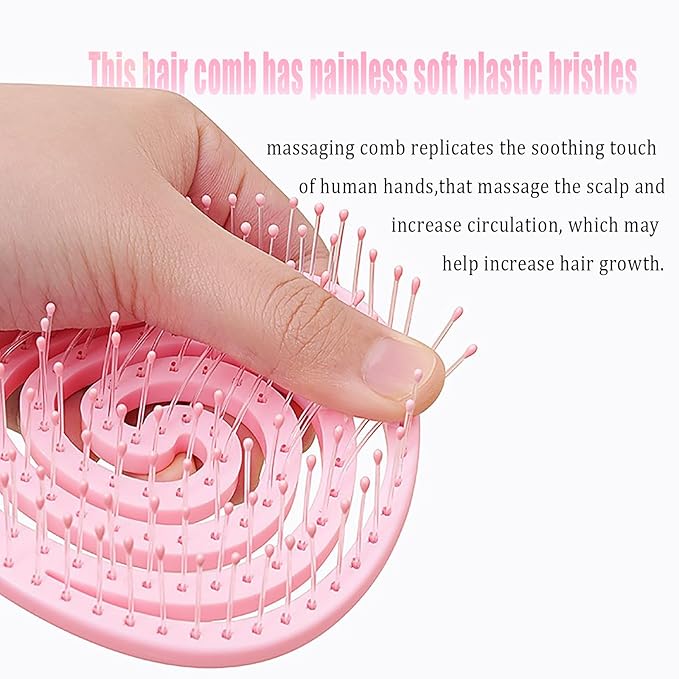 4 Pieces【Ultra-Soft】Baby Fine or Straight Hair Detangling Hair Brush for Kids【Skin-friendly material】Faster Blow Drying Styling Hair Detangling Brush with Flexible Bristles（Food grade ABS）Compact size
