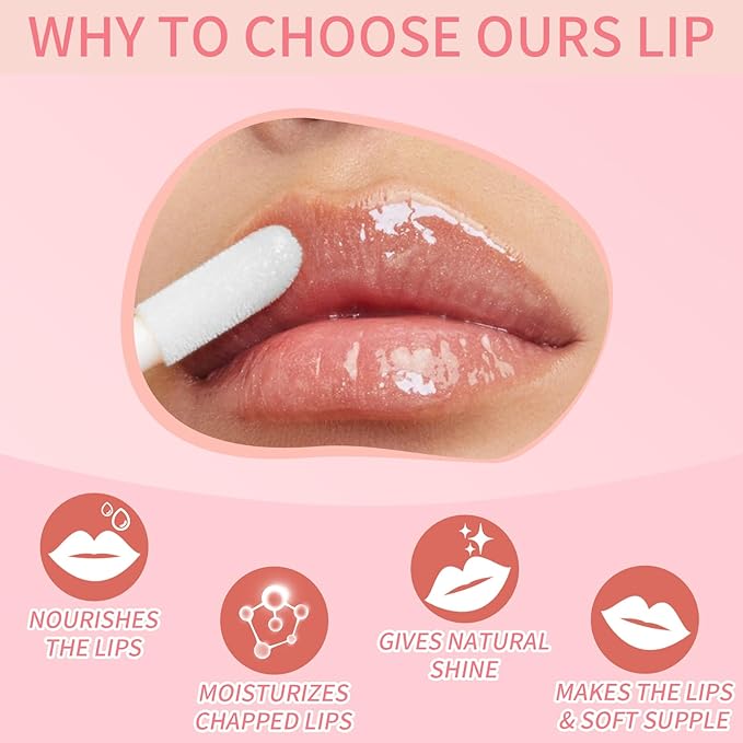 Hellokiss 3Pcs Lip Glow Oil,Moisturizing Lip Plumper Gloss,3 Fruit Flavoured Lip Balm Lip Care,Clear Plumping Lip Gloss,Non-Sticky Long Lasting Hydrating Lip Oil(Honey,Green Apple,Coconut)
