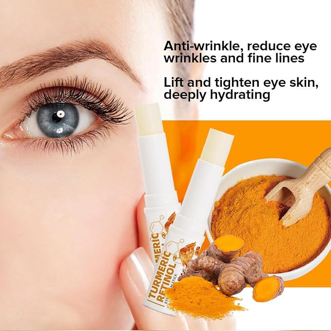 Retinol Eye Cream Anti Aging, Turmeric moisturizer Eye Balm Stick Hydrating Retinol Eye Cream Stick for Dark Circles and Puffiness Fine Lines 5g