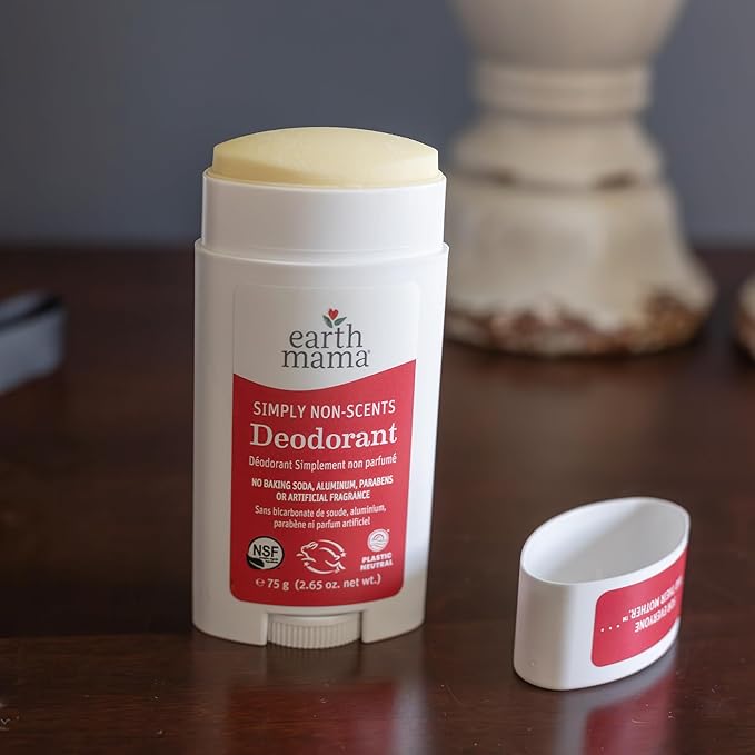 Earth Mama Simply Non-Scents Deodorant | Fragrance-free + Safe for Sensitive Skin, Pregnancy and Breastfeeding, Contains Organic Calendula and Coconut Oil, No Baking Soda or Aluminum, 2.65-Ounce