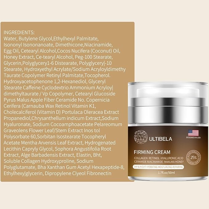 Tighten and Lift Neck Cream, Deep Hydration Neck Firming Cream with Retinol, Collagen & Honey Anti-Aging & Wrinkle Moisturizer for Face, Neck & Décolleté Women & Men 1.7 Fl Oz