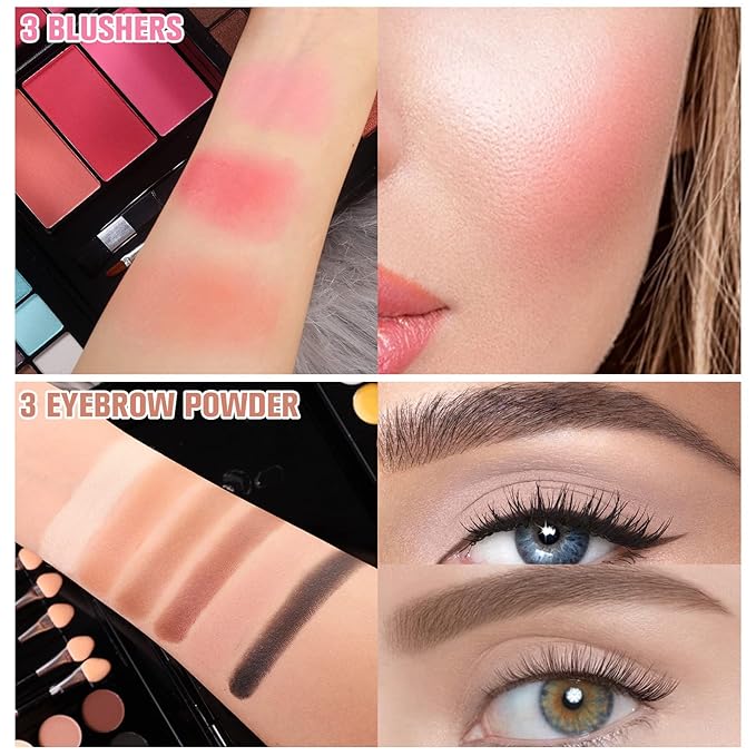 177 Colors Professional Makeup Kit for Women Girls Full Kit Gift Set with Mirror All in One Make up Palette Included Eyeshadow Powder Eye Shadow Gel Lip Gloss Concealer Eyebrow Powder Blush Brushes