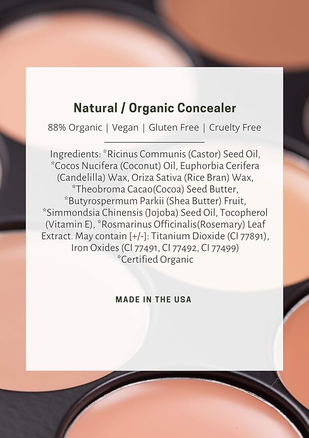 Mom's Secret 100% Natural Concealer, Organic, Vegan, Gluten Free, Cruelty Free, Made in the USA, 0.11 oz. (Erase 02)