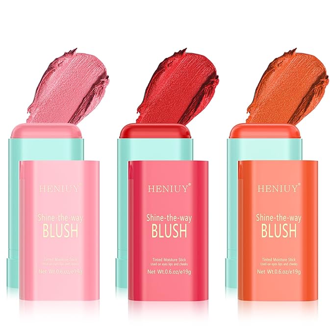 Orange Blush, Multi-Use Blush Stick, Cream Blush for Cheeks, Long Lasting and Waterproof, Natural-Looking Stick Blush for All Skin, Makeup Blush, Coral Orange