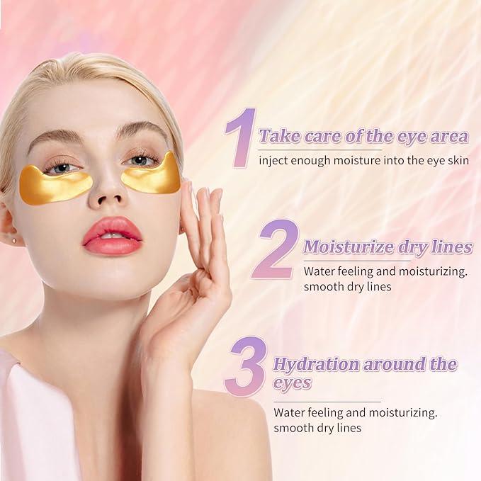 MOND'SUB Premium Under Eye Patches, Gel Eye Patches Hydrating & Refresh for Puffy Eyes, Under Eye Bags & Dark Circles, Natural Collagen Eye Gels Pads, Crystal Anti-Aging Eye Mask (Pink)