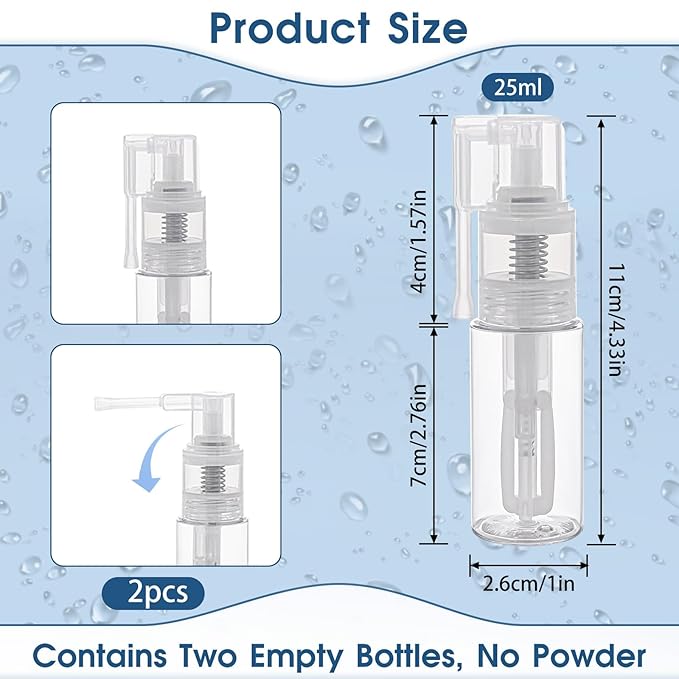 2 Pcs Empty Powder Spray Bottle, Cake Glitter Spray Bottle, Makeup Powder Spray Bottle, Barber Spray Bottle, Dry Powder Spray Bottle for Makeup Powder, Dusting, Glitter, Dry Cleaning Powder, Crafts