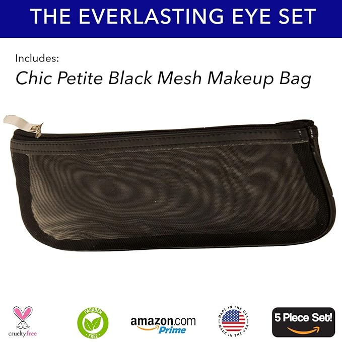 The Everlasting Eye 5 Piece Waterproof Makeup Set. Gel Eyeliner, Creme Eyeshadow, 2 brushes and Mesh Bag. Paraben-free, Talc-free, Cruelty-free. Anna/Black Orchid 1208