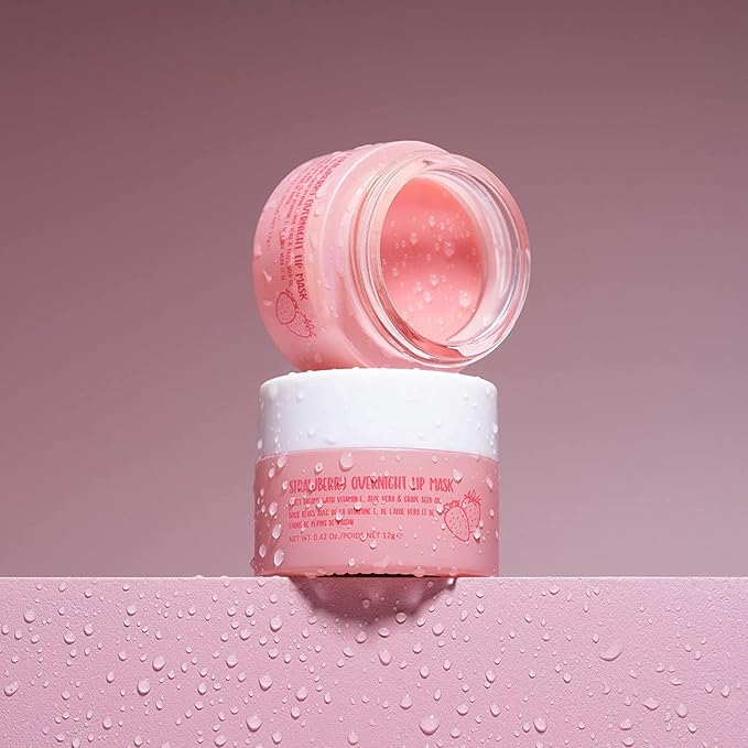 W7 Sweet Dreams Overnight Strawberry Lip Mask - Vitamin E, Aloe Vera and Grape Seed Oil - For Hydrated, Full Looking & Irresistible Lips - 2 Pack - 0.40 Fl Oz