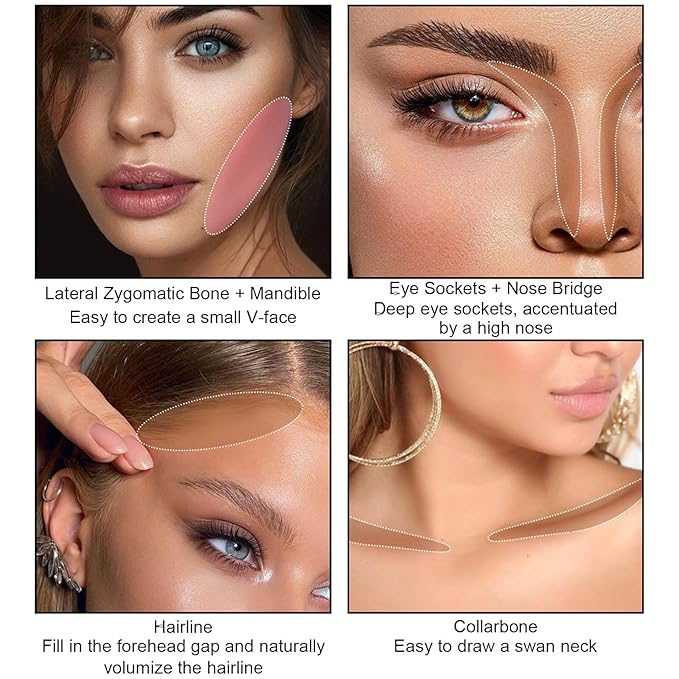 3 Pcs Face Contour Stick Kit, Matte Finish Face Stick Trio with Bronzer Blush Highlighter and Brush, Long Lasting Waterproof Cream Beauty Wand Makeup Set for Sculpt Glowing Face Look (#2, 7, 11)