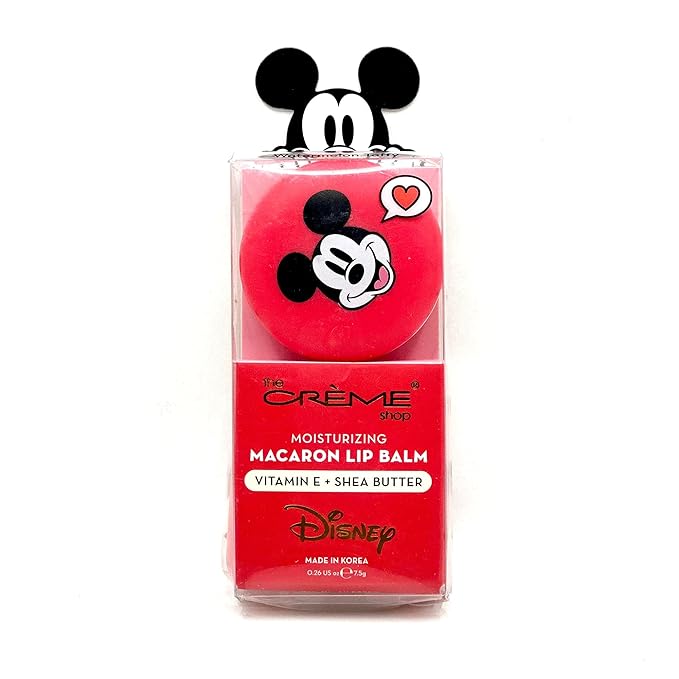 The Crème Shop x Disney Macaron Lip Balm Mickey Mouse Red Watermelon Taffy Korean Scented Pocket Portable Vitamin E Shea Butter