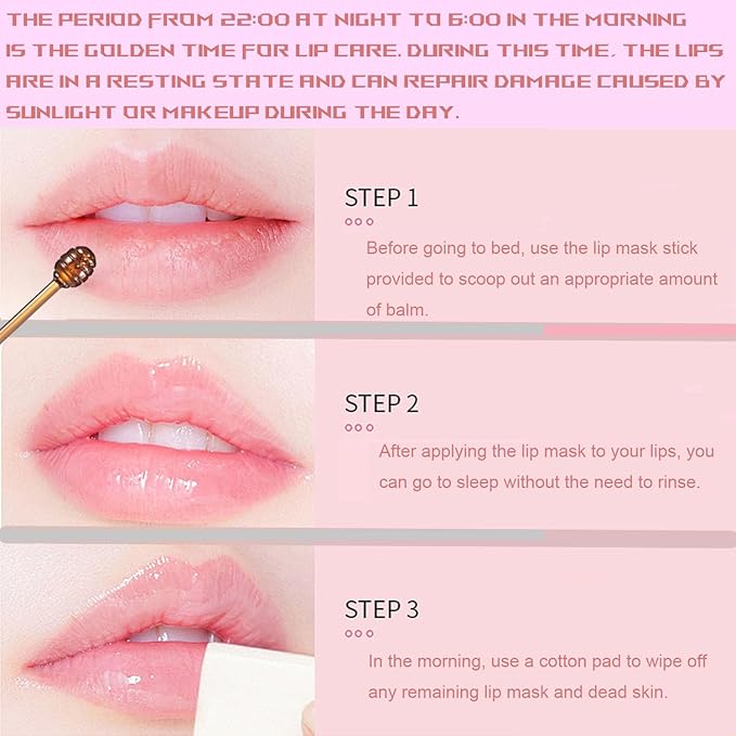 1 PCS Bee Lip Balm Honey Pot, Exfoliating Watermelon Bee Lip Balm Sleeping Lip Mask Overnight with Sticks, Honey Pot Lip Balm Prevention Dry Hydrating and Crack Lip Scrubs